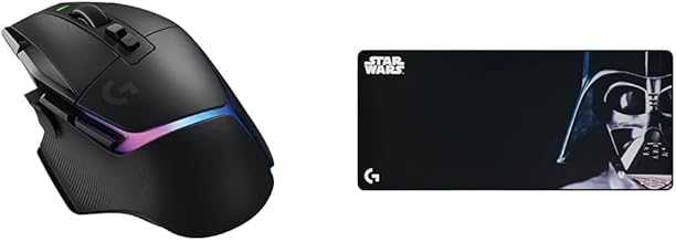 Logitech G502 X Plus Lightspeed Wireless Gaming Mouse + G840 XL Gaming Mouse Pad Darth Vader Edition Bundle - Black