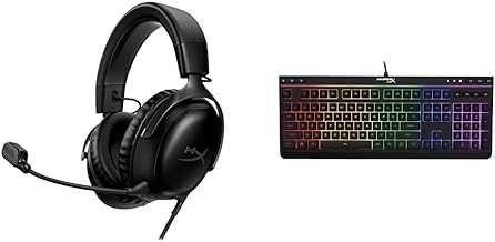 Cloud III – Wired Gaming Headset, PC, PS5, Xbox Series X|S, Angled 53mm Drivers & Alloy Core RGB – Membrane Gaming Keyboard, Comfortable Quiet Silent Keys, Black