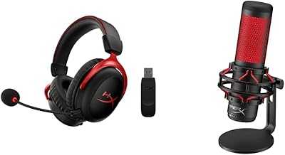 Cloud II Wireless - Gaming Headset & QuadCast - USB Condenser Gaming Microphone, Four Polar Patterns, Pop Filter, Gain Control, Podcasts, Twitch, YouTube, Discord, Red LED