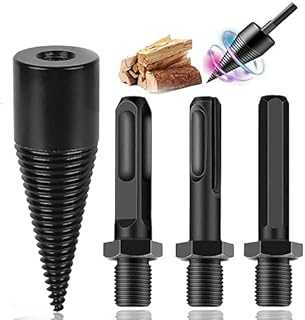 【US delivery 3-5 Days 】 4PCS Log Splitter firewood Drill bit, Removable Log Splitter Cone Screwdriver Hexagon + Square + Round (32mm)