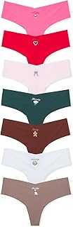 PINK Women's No Show Thong Underwear, Panties for Women, Multi Pack (XS-XXL)