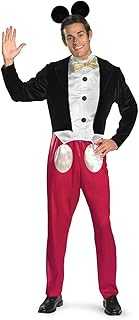 Disney Disguise Mickey Mouse Deluxe Mens Adult Costume, Red/Black/White, X-Large/42-46