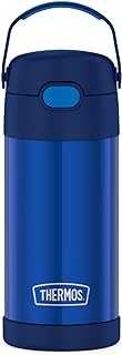 FUNTAINER 12 Ounce Stainless Steel Vacuum Insulated Kids Straw Bottle, Blue