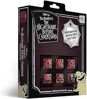 Nightmare Before Christmas Premium Dice Set | Collectible d6 Dice | Red & Black Custom Dice with Collectible Tin Case | Officially Licensed Disney 6-Sided Dice (AC004-291-002000-12)