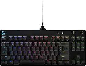 Logitech G Pro TKL Mechanical Wired Gaming Keyboard GX Blue Clicky Switch and LIGHTSYNC RGB Backlit Keys, 12 programmable F-key macros, Black - 920-009388 (Renewed)