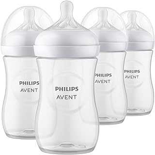 Philips AVENT Natural Baby Bottle with Natural Response Nipple, Clear, 9oz, 4pk, SCY903/04