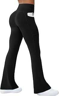 COPYLEAF Womens Yoga Pants with Pockets High Waisted Flare Leggings Bell Bottom Yoga Dress Pants Seamless Bootcut Pants