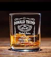 Donald Trump Laser Engraved Whiskey Glass, Right Wing, Conservative Gift, Trump For Presidency, Poilitical Gift, 45-47 (1)