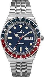 Q Men's 38mm Watch – 1979 Reissue Silver-Tone Case Blue Dial Blue/Red Top Ring with Stainless Steel Bracelet