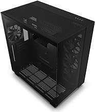 H9 Flow Dual-Chamber ATX Mid-Tower PC Gaming Case – High-Airflow Perforated Top Panel – Tempered Glass Front & Side Panels – 360mm Radiator Support – Cable Management – Black