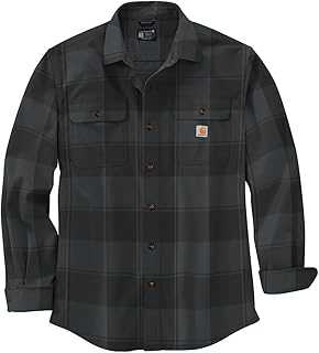 Men's Loose Fit Heavyweight Flannel Long Sleeve Plaid Shirt