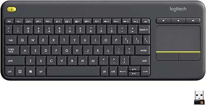 K400 Plus Wireless Touch With Easy Media Control and Built-in Touchpad, HTPC Keyboard for PC-connected TV, Windows, Android, Chrome OS, Laptop, Tablet - Black