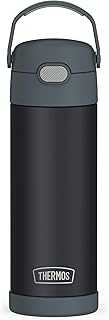 FUNTAINER 16 Ounce Stainless Steel Vacuum Insulated Bottle with Wide Spout Lid, Matte Charcoal