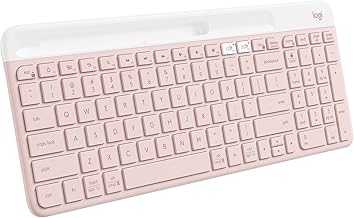 K585 Multi-Device Slim Wireless Keyboard, Built-in Cradle for Device; for Laptop, Tablet, Desktop, Smartphone, Win/Mac, Bluetooth/Receiver, Compact, Easy Switch, 24 Month Battery - Rose