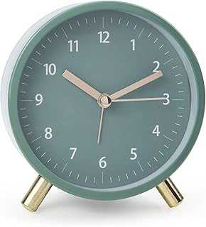 Alarm Clock 4.5" Bedside Analog Alarm Clock for Bedroom Battery Operated Round Clock with Backlight, Green