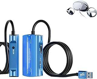 PSVR2 PC Adapter, PSVR 2 PC Accessories Kit Compatible with PlayStation VR2, AR Glasses, Portable Monitor, Includes DP 1.4 Cable and Power Adapter (Blue)