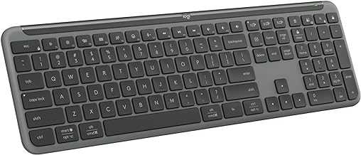 Signature Slim K950 Wireless Keyboard, Sleek Design, Switch Typing Between Devices, Quiet Typing, Bluetooth, Multi-OS, Windows, Mac, Chrome - Graphite