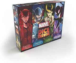 Marvel Dice Throne 4-Hero Box with Scarlet Witch, Thor, Loki & Spider-Man - 2-4 Player Competitive Dice Game