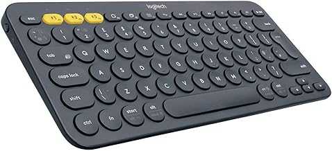 Logitech K380 Multi-Device Bluetooth Keyboard – with FLOW Cross-Computer Control and Easy-Switch up to 3 Devices – Dark Grey (Renewed)