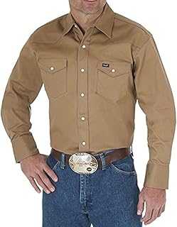 Men's Cowboy Cut Long Sleeve Western Snap Solid Work Shirt