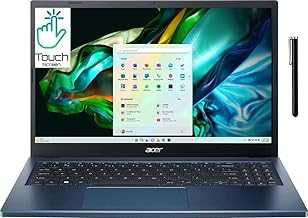 Aspire 3 Touch Slim Laptop in Blue Ryzen 5 4-Core up to 4.3GHz 8GB RAM 512GB SSD 15.6in FHD Web Cam WiFi HDMI W11 Pen (A315B - Renewed)