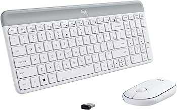 MK470 Slim Wireless Keyboard and Mouse Combo - Modern Compact Layout, Ultra Quiet, 2.4 GHz USB Receiver, Plug n' Play Connectivity, Compatible with Windows - Off White