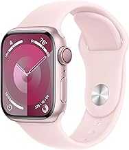 Apple Watch Series 9 [GPS + Cellular 41mm] Pink Aluminum Case with Pink Sport Band S/M (Renewed)