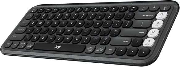 POP ICON Keys Wireless Bluetooth Keyboard, Comfortable Typing, Programmable Keys, Easy-Switch Between up to 3 Devices, for Laptop, Tablet, PC – Graphite and White