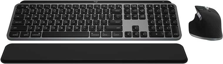 MX Keys S Combo for Mac, Wireless Keyboard and Mouse with Palm Rest, Backlit Keyboard, Fast Scroll Wireless Mouse, Bluetooth USB C for MacBook Pro, MacBook Air, iMac, iPad - Space Grey