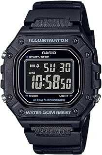 W218H Series | Men’s Digital Watch | Black/Black | 50M WR | 1/100 Second Stopwatch | 100 SEC Chronograph | LED Backlight | Countdown Timer | Daily Alarm | Hourly Time Signal | 7 Year Battery