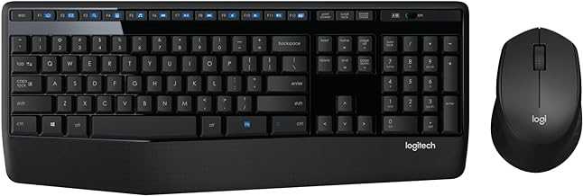 MK345 Wireless Combo Full-Sized Keyboard with Palm Rest and Comfortable Right-Handed Mouse, 2.4 GHz Wireless USB Receiver, Compatible with PC, Laptop,Black