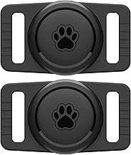 for Airtag Dog Collar Holder 2 Pack,Waterproof Dog Collar Holder for Apple AirTag, Silicone Air Tags Case for Dog Collars(Black)