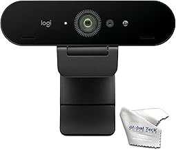 Logitech BRIO 4K Webcam Business PRO - Crystal-Clear Video, Privacy Shutter, HDR Enhanced Lighting, Noise-Cancelling Microphone, 960-001105, Windows, macOS, ChromeOS Compatible, Global Teck Cloth