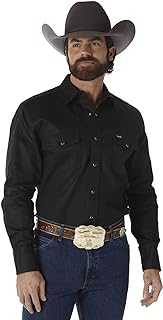 Mens Cowboy Cut Firm Finish Long Sleeve Western Snap Solid Work Shirt