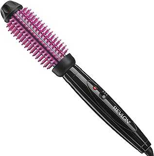 Silicone Bristle Heated Hair Styling Brush | Fast, Long Lasting Volume for Easy Styling | 1" Barrel for Full Body and Smooth Styles (Black/Pink)