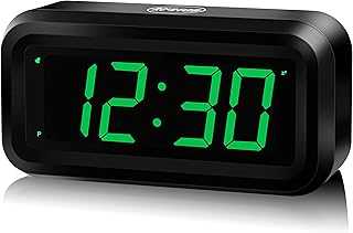 Alarm Clock, Small Digital Clock, 1.2inch Green LED Clock, Adjustable Brightness, Dim Night Mode, 12H/24H, Battery Operated, Wall-Mounted, Snooze, Clock for Bedroom, Travel Clock, Kids Clock