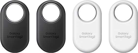 SmartTag2 (2023) Bluetooth + UWB, IP67 Water and Dust Resistant, Findable via App, 1.5 Year Battery Life (4-Pack) - Black/White