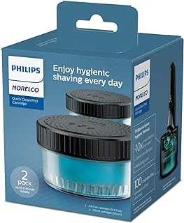 Philips Quick Clean Pod Cartridge, Lubricates Shaver and Eliminates Cut Hair, 2x 5.4 fl oz Cartridges (Up to 6m Supply), CC12/52