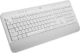 Logitech Signature K650 Comfort Full-Size Wireless Keyboard with Wrist Rest, BLE Bluetooth or Logi Bolt USB Receiver - White (Renewed)