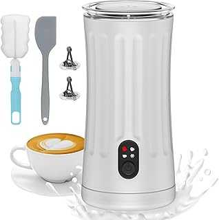 Generic Electric Milk Frother, 4-in-1 Milk Steamer and Frother, 8.1oz/240ml Automatic Warm and Cold Foam Maker, Milk Warmer and Coffee Frother for Latte, Cappuccino, Macchiato(White), SS-001