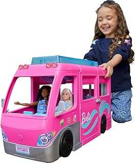 Camper Playset, DreamCamper Toy Vehicle with 60 Doll-Sized Accessories Including Furniture, Pool & 30-inch Slide