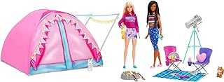 Dolls & 20 Accessories, It Takes Two Camping Tent Playset with Brooklyn & Malibu Dolls & 2 Moving Animals