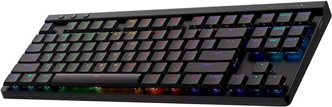 Logitech G515 Lightspeed TKL Low Profile Wireless Gaming Keyboard, LIGHTSYNC RGB, Thin Tenkeyless Design, Double-Shot PBT Keycaps, Tactile (Brown) Mechanical Switches - Black