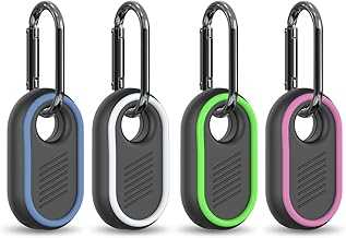 4-Pack Compatible for Samsung Galaxy SmartTag2 Case Cover, Rugged Full Protective Anti-slip Soft Silicone Case for Galaxy Smart Tag 2 with Key Ring, for Keys, Luggage, Pets (White/Blue/Green/Rose Red)