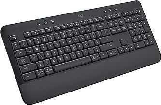 Signature K650 Comfort Full-Size Wireless Keyboard with Wrist Rest, BLE Bluetooth or Logi Bolt USB Receiver, Deep-Cushioned Keys, Numpad, Compatible with Most OS/PC/Window/Mac - Graphite