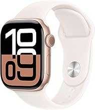 Watch Series 10 [GPS 42mm case] Smartwatch with Rose Gold Aluminium Case with Light Blush Sport Band - S/M. Fitness Tracker, ECG App, Always-On Retina Display, Water Resistant