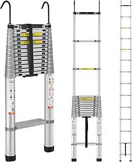 Telescoping Ladder, 18.5 FT Aluminum Collapsible Extension Ladder, 400 LBS Capacity with Non-Slip Feet, Portable Multi-Purpose Compact Ladder for Home, RV, Loft, ANSI Liste