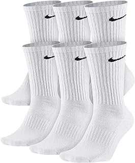 Unisex Performance Cushion Crew Socks with Bag (6 Pairs), White/Black, Medium