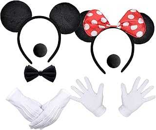 Mouse Ears Headband, Gloves, Nose, Bow Tie, Halloween Cosplay Costume