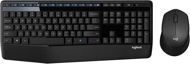 MK345 Wireless Combo Full-Sized Keyboard with Palm Rest and Comfortable Right-Handed Mouse, 2.4 GHz Wireless USB Receiver, Compatible with PC, Laptop,Black